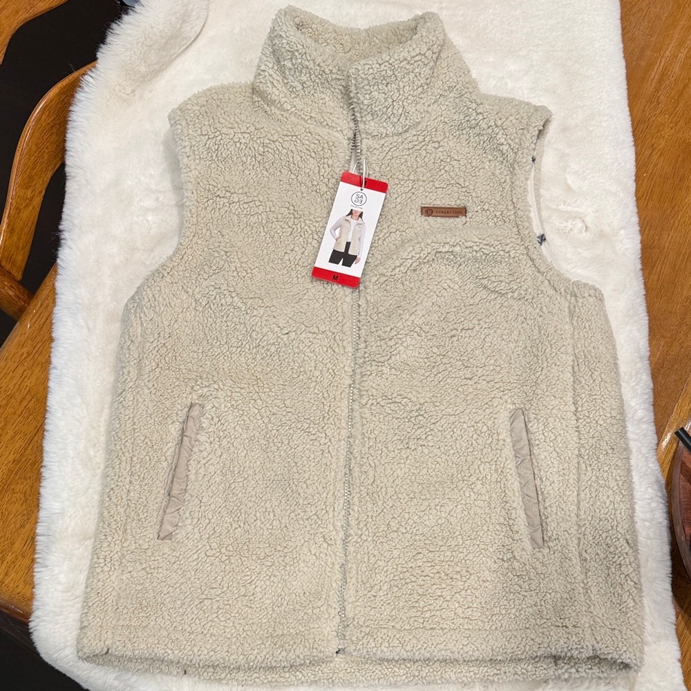 Sage Cream Sherpa Zip Vest